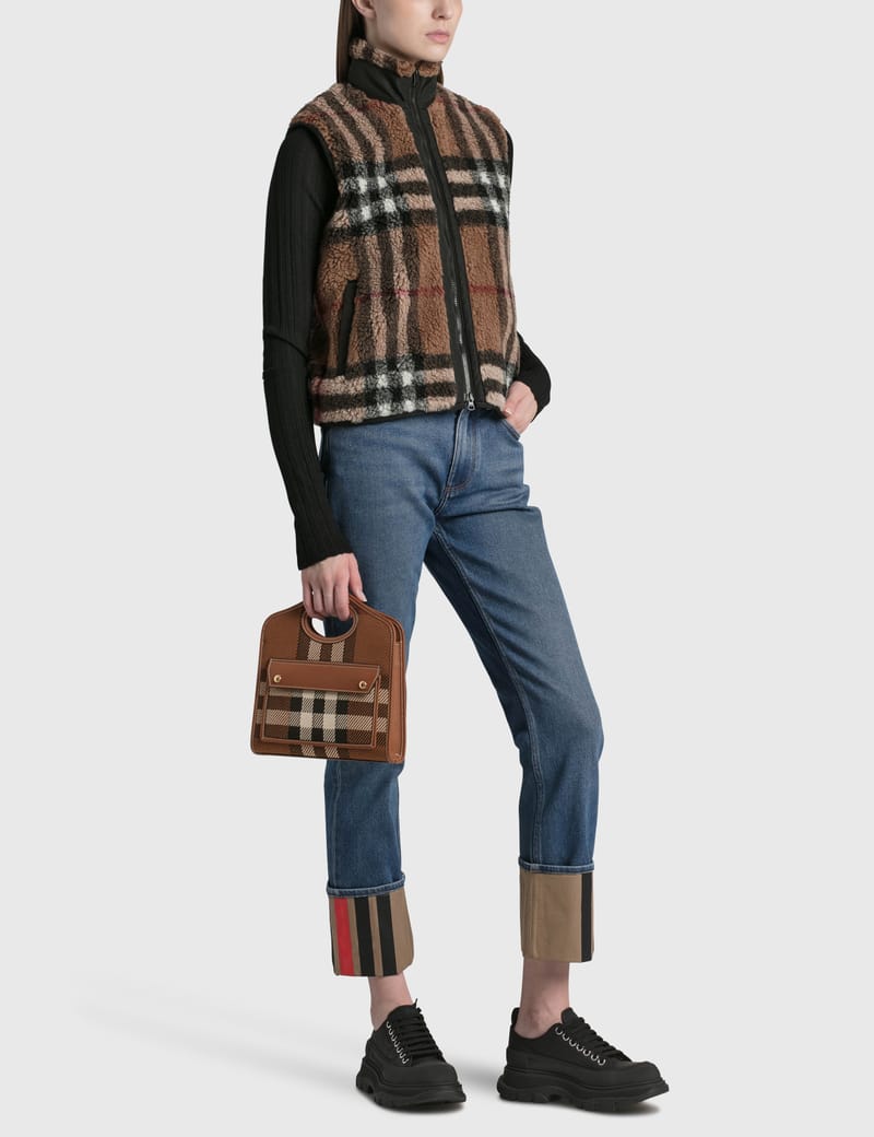 Burberry - ミニ ニットチェック&レザー ポケットバッグ | HBX Burberry - ミニ ニットチェック&レザー ポケットバッグ | HBX