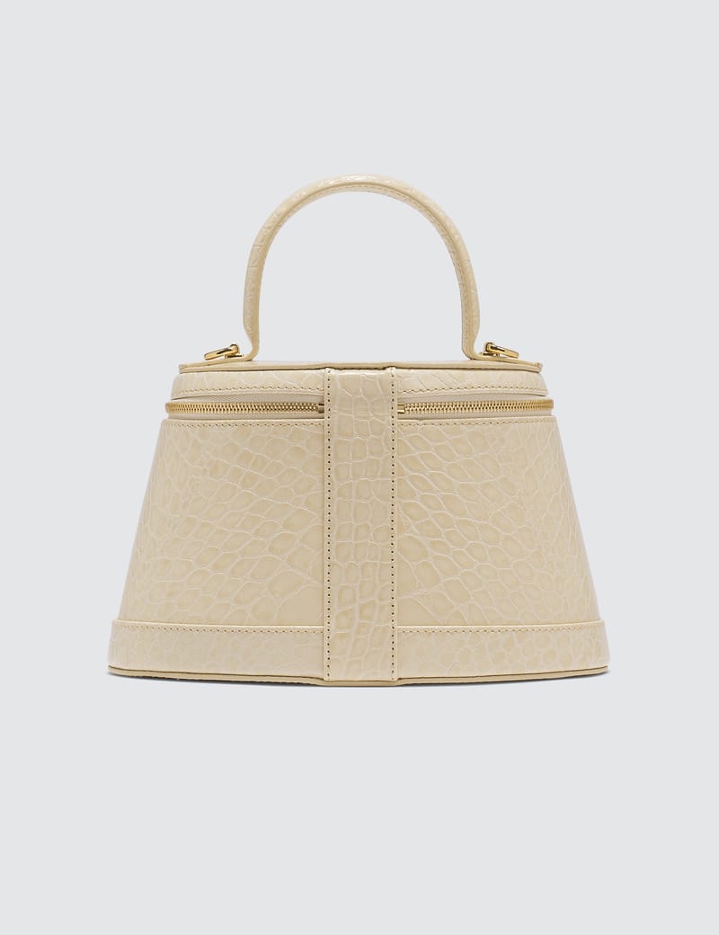 BY FAR - Annie Cream Croco Embossed Leather Bag | HBX - Globally