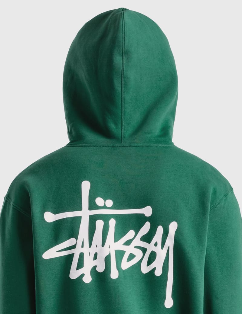 Dark green stussy hoodie hot sale