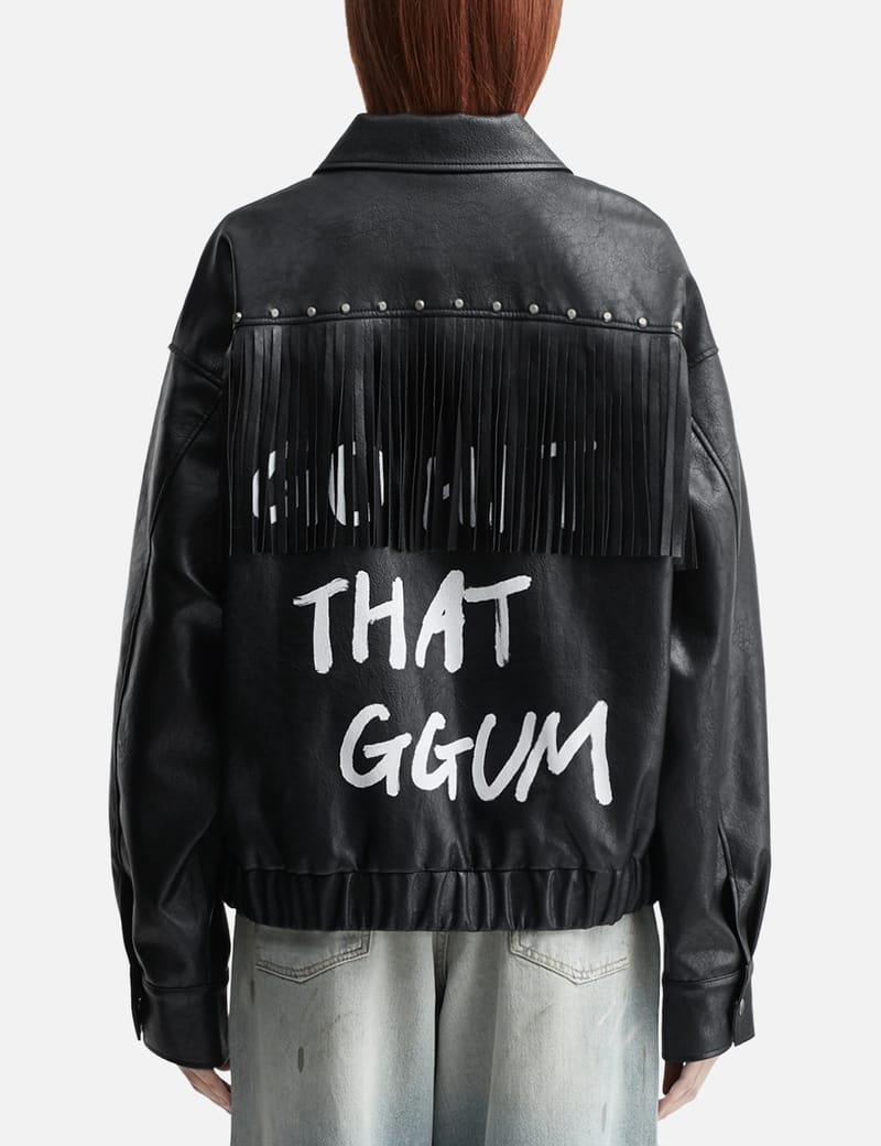 DEINET YEONJUN GGUM X DEINET Fringe Jacket - Black faux-leather