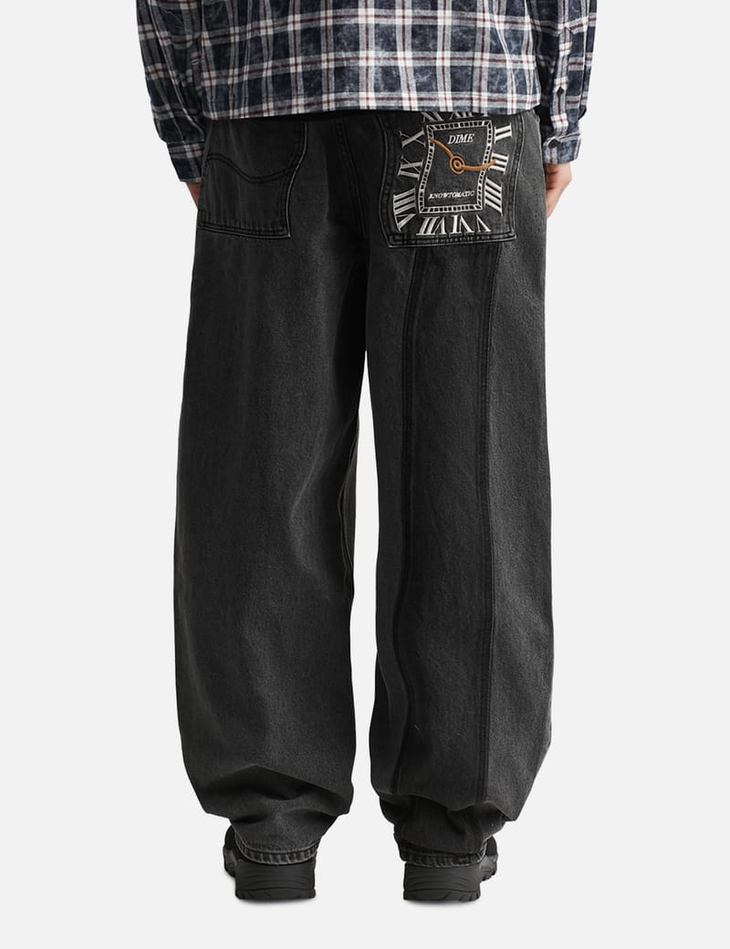 Dime Baggy Denim Pants - Oversized black cotton jeans with