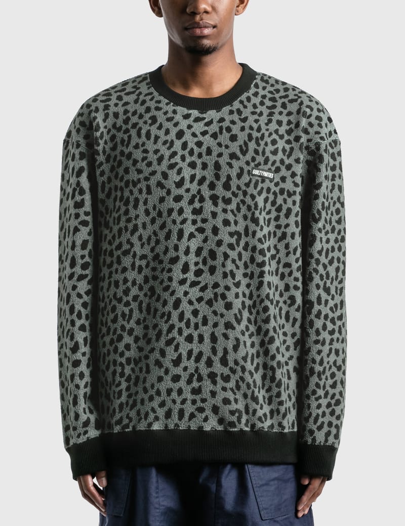 Wacko Maria - Leopard Fleece Crew Neck Sweatshirt | HBX - Globally