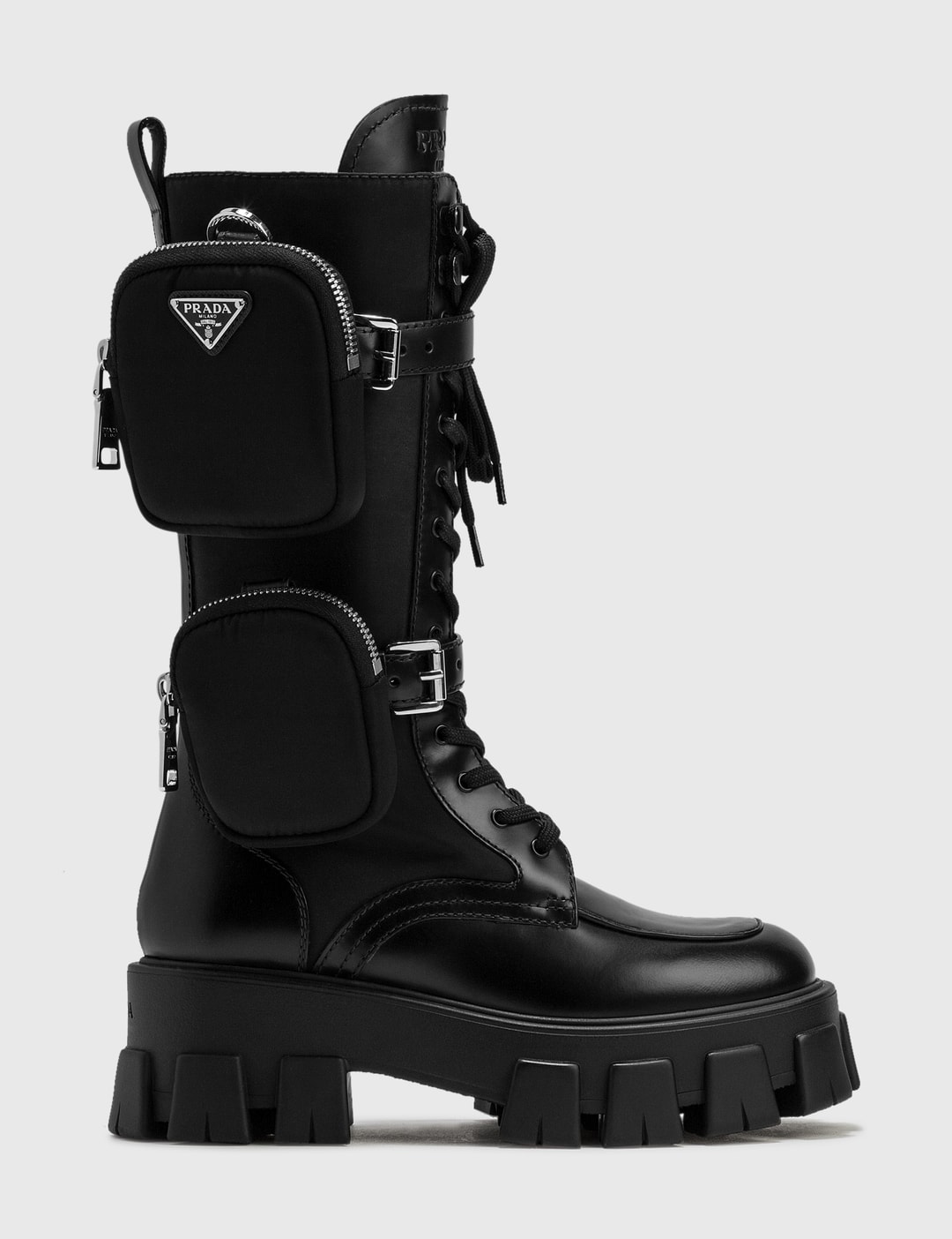 Prada - Brushed Rois Leather And Nylon Monolith Boots | HBX - Globally ...