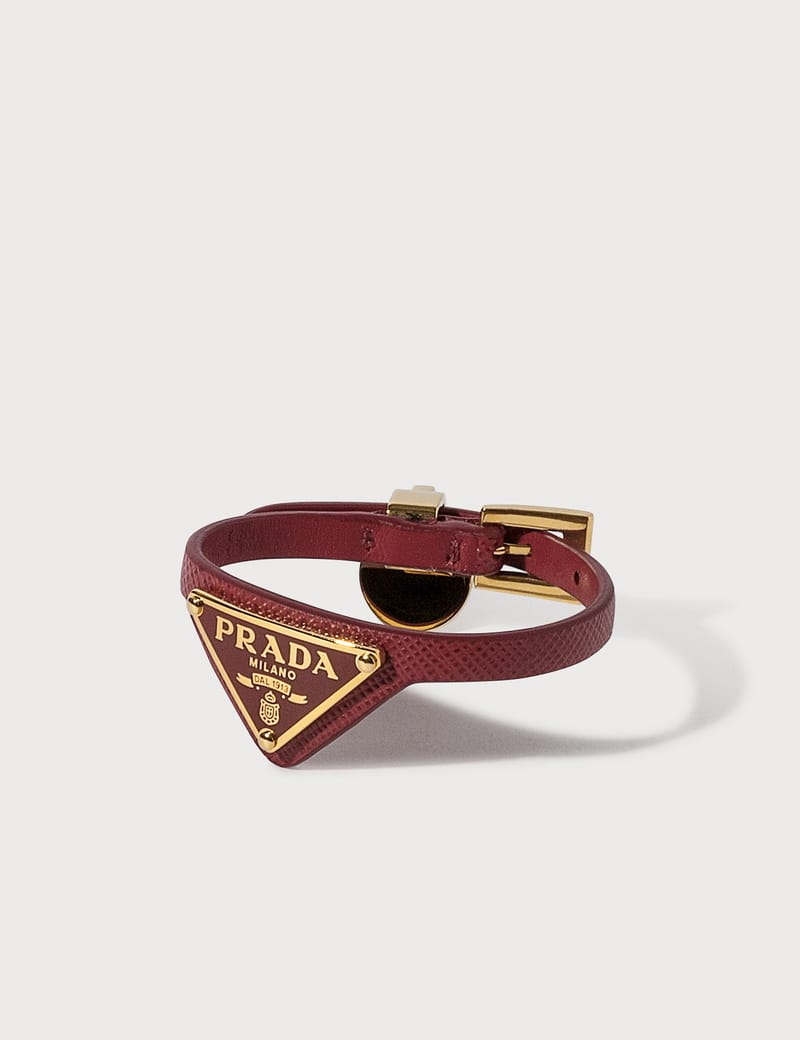 Prada - Triangle Logo Leather Bracelet | HBX