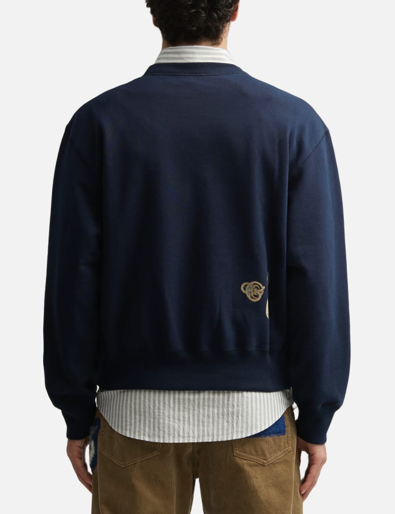 KHOKI Hand-Stitched Sweatshirt - Textured cotton style with prints