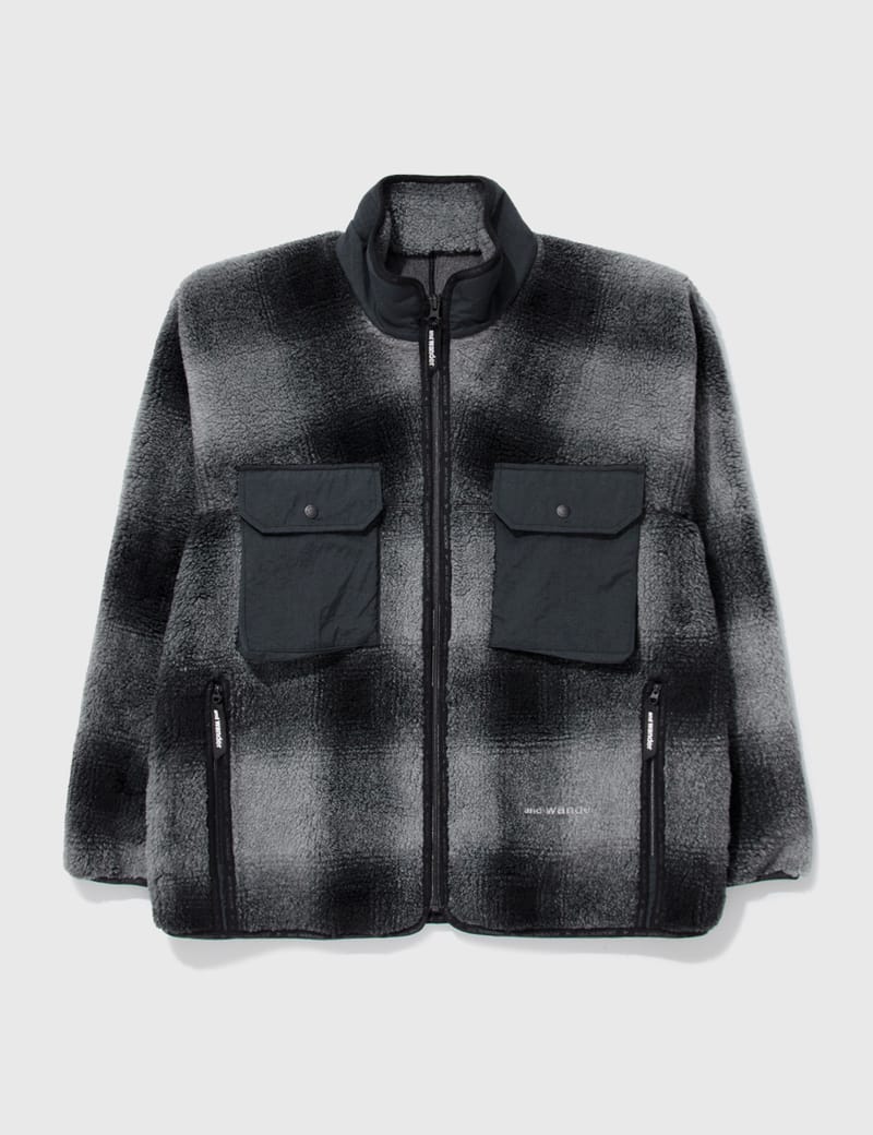 and Wander - Check Boa Jacket | HBX - Globally Curated Fashion and