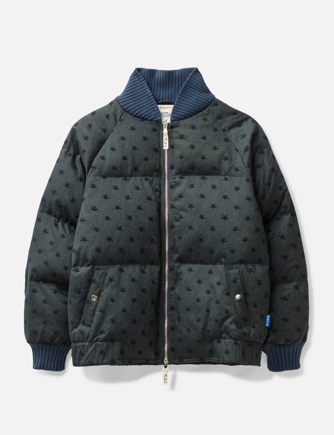 Advisory Board Crystals - ABCD. DENIM VARSITY JACKET | HBX