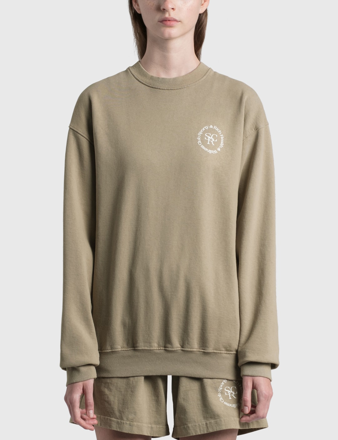 Sporty & Rich SR Runner Soft Crewneck in Juniper