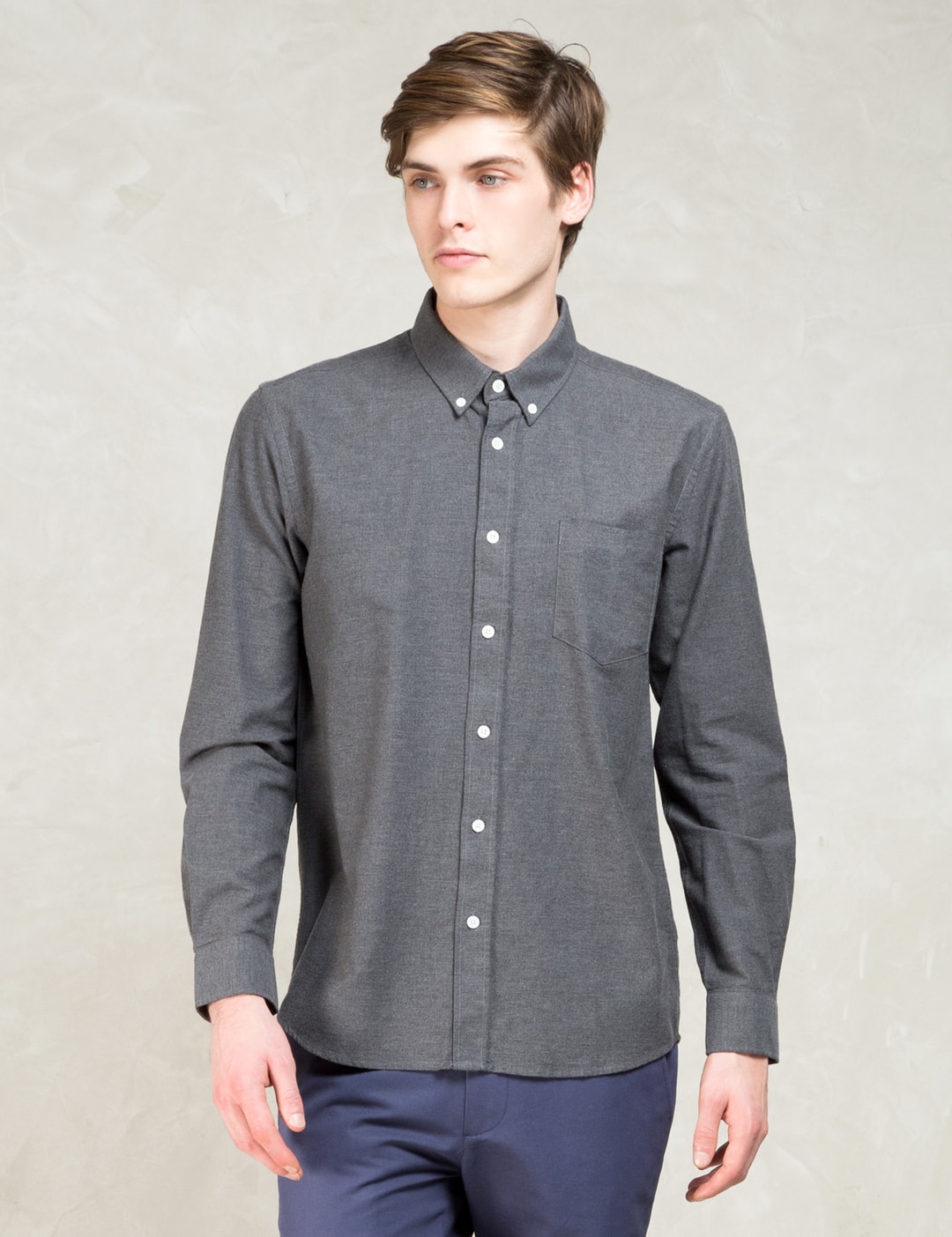 Saturdays Nyc - Charcoal Crosby Oxford Shirt | HBX - Globally Curated ...