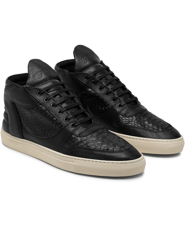 Filling Pieces - Black/Off White Python Mid Top Transformed Shoes | HBX ...
