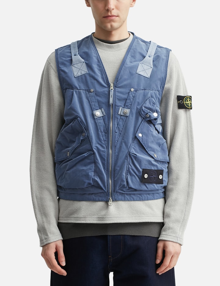 Stone Island Garment Dyed Nylon Vest - Indigo utility vest with pockets ...