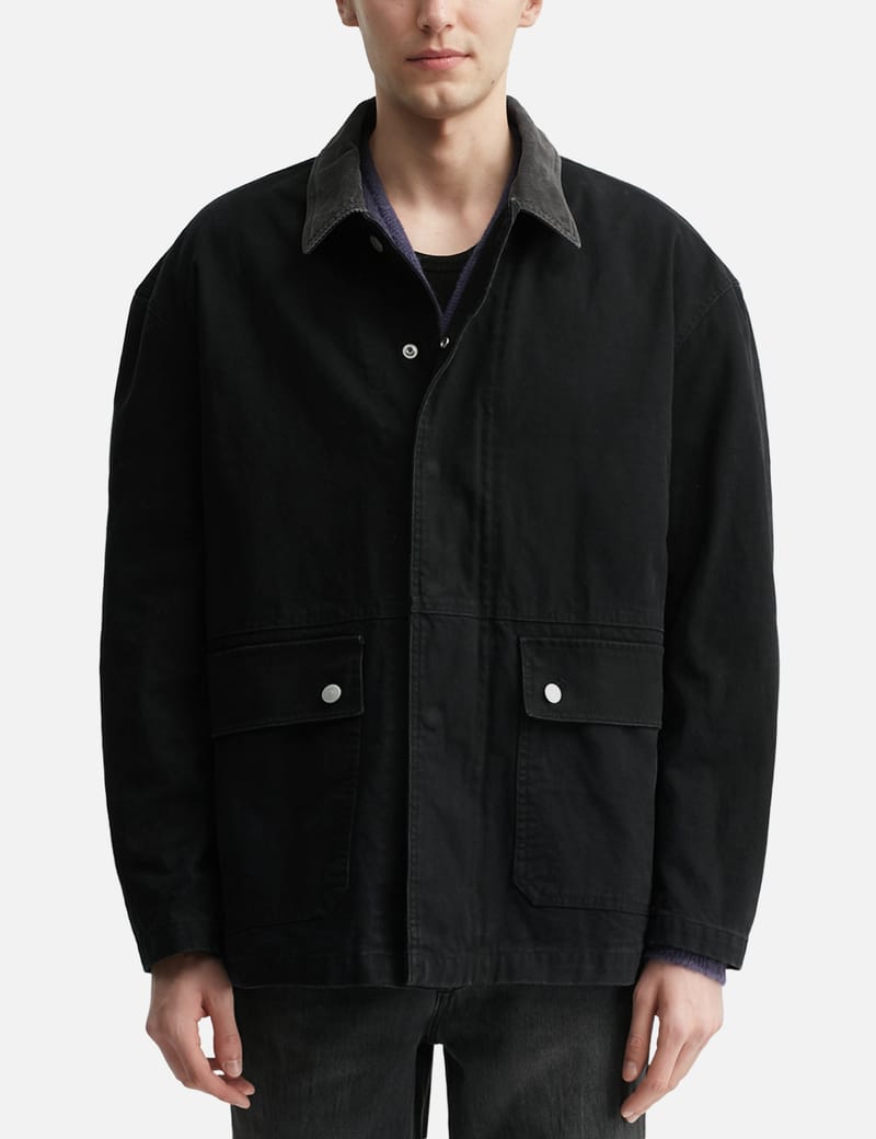 ブルゾン OLD BLACK COTTON TWILL JACKET DEAD STOCK TONYWACK Garment Washed Zip Work Jacket - Corduroy collar, two-way