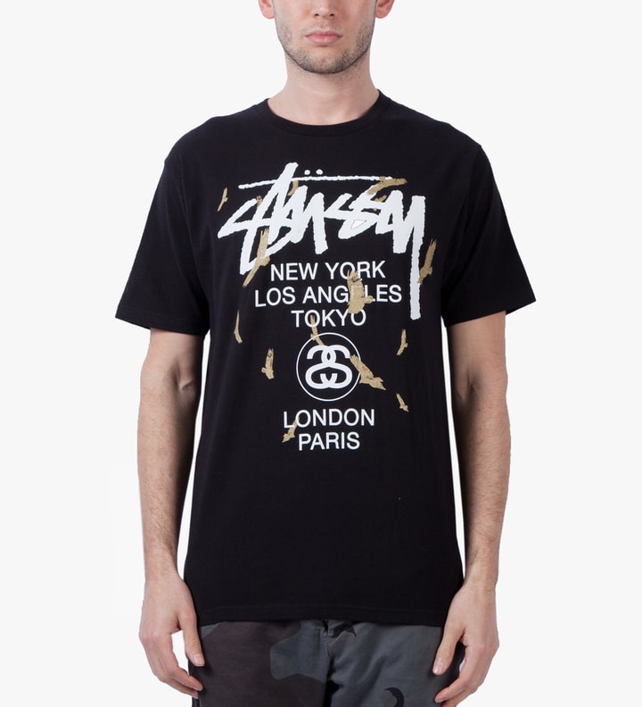 Stüssy - Black World Tour Birds T-Shirt | HBX - Globally Curated