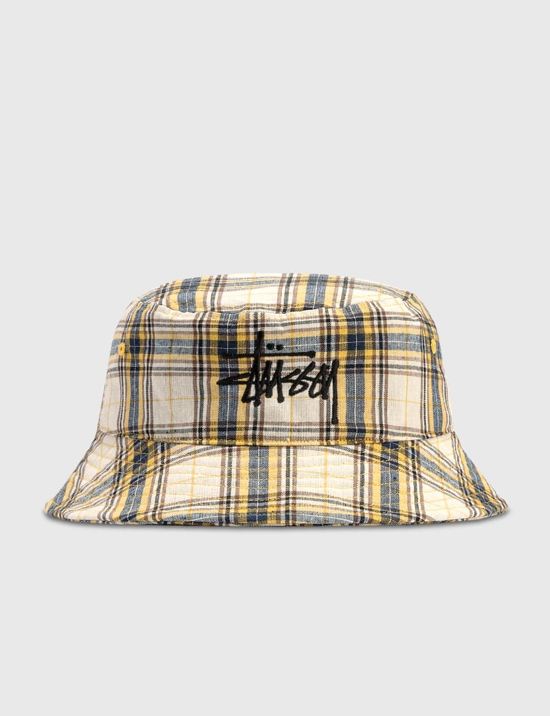 Stüssy - Madras Plaid Big Logo Bucket Hat | HBX - Globally