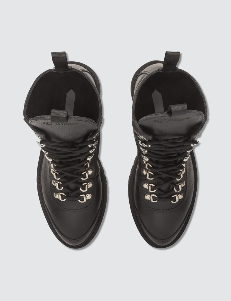 ブーツその他 OFF-WHITE BLACK LEATHER \"FOR WALKING\" BOOTS Off-White c/o Virgil Abloh For Walking Boots in Black | Lyst