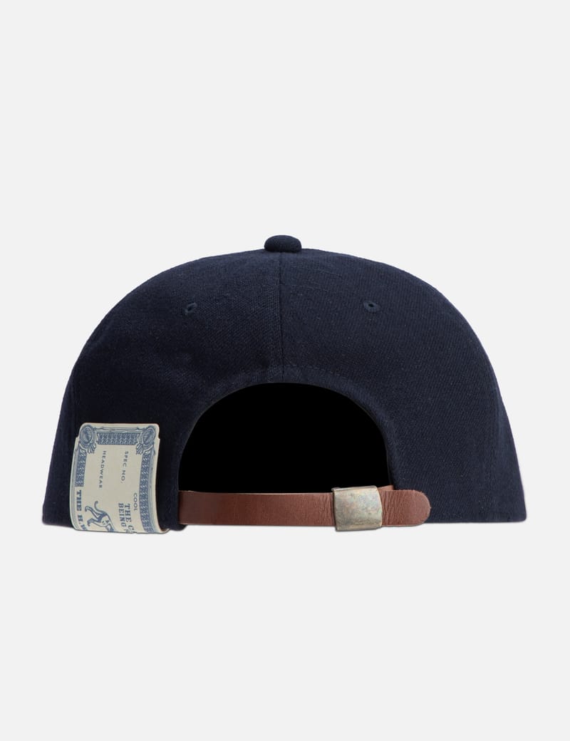 THE H.W.DOG&CO. Baseball Cap - Navy 6-panel cap with leather strap