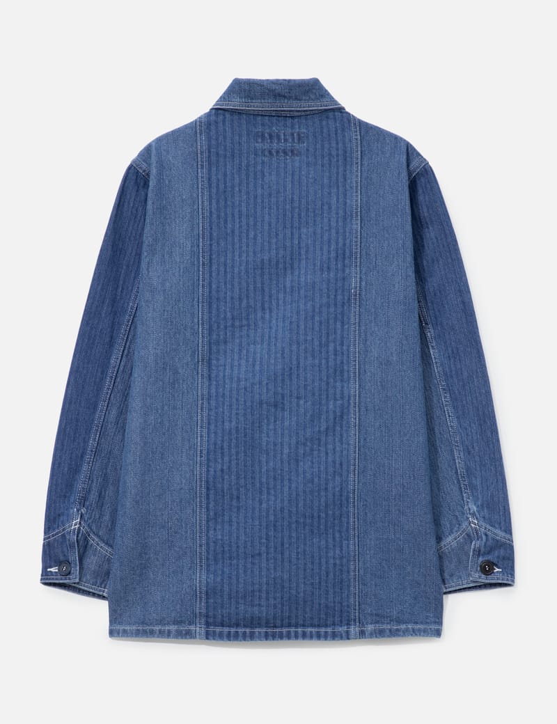 FDMTL Patchwork Coverall Jacket 3YR Wash - vintage denim workwear