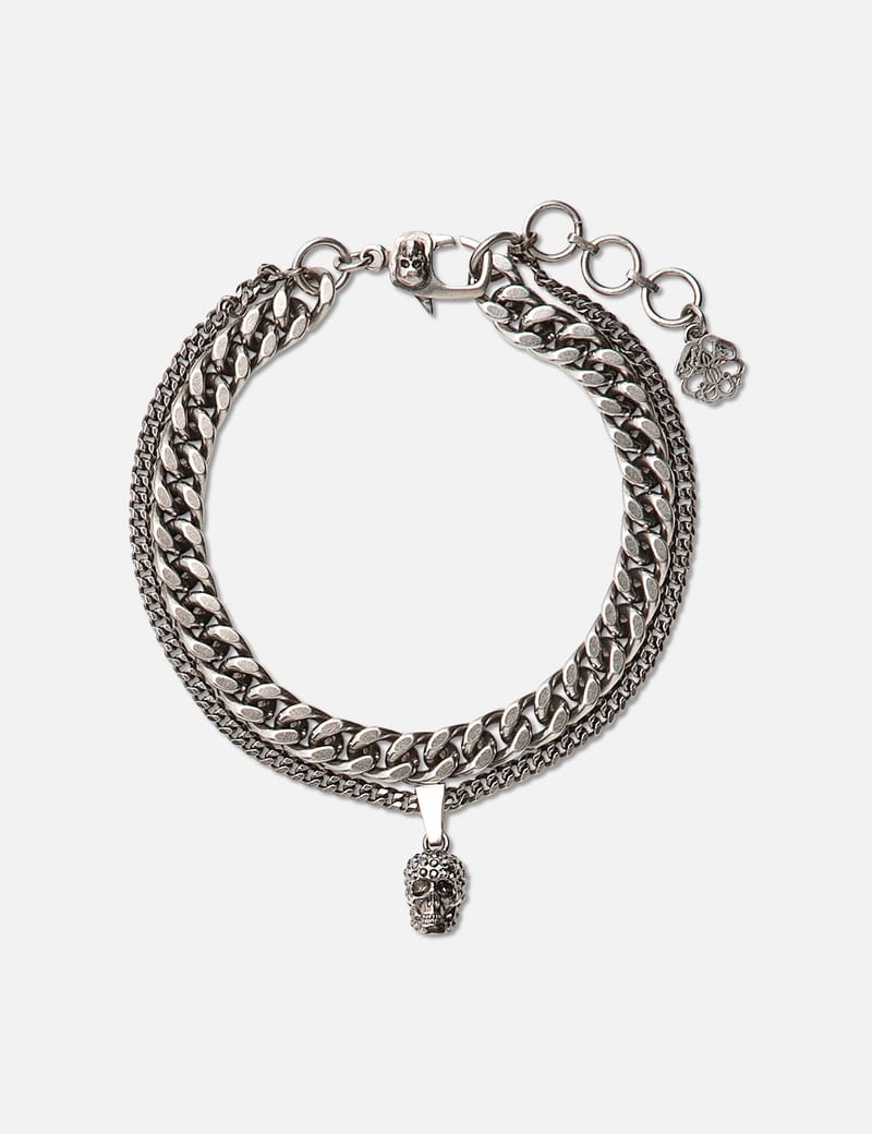 Alexander MCQUEEN スカル チェーン ブレスレット Alexander McQueen - パヴェ スカル チェーンブレスレット | HBX