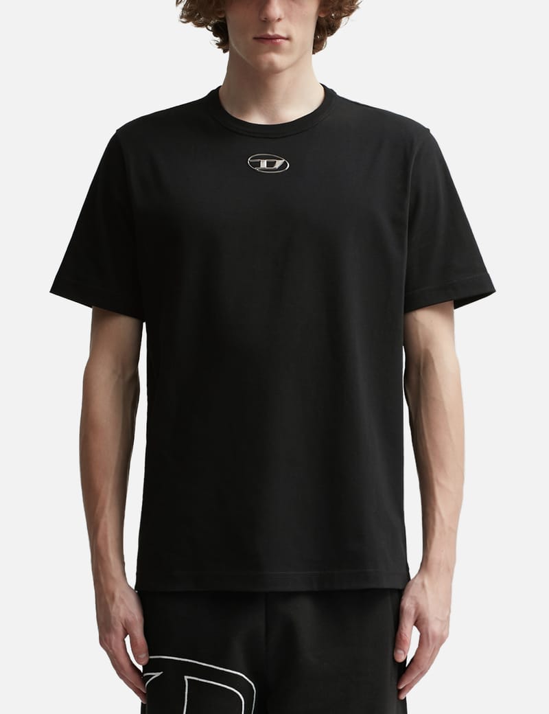 Men's T-shirt with embossed Oval D | Black | Diesel