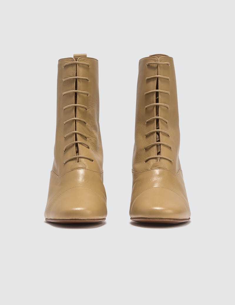 BY FAR Lada Leather Cream Boots HBX Globally Curated Fashion