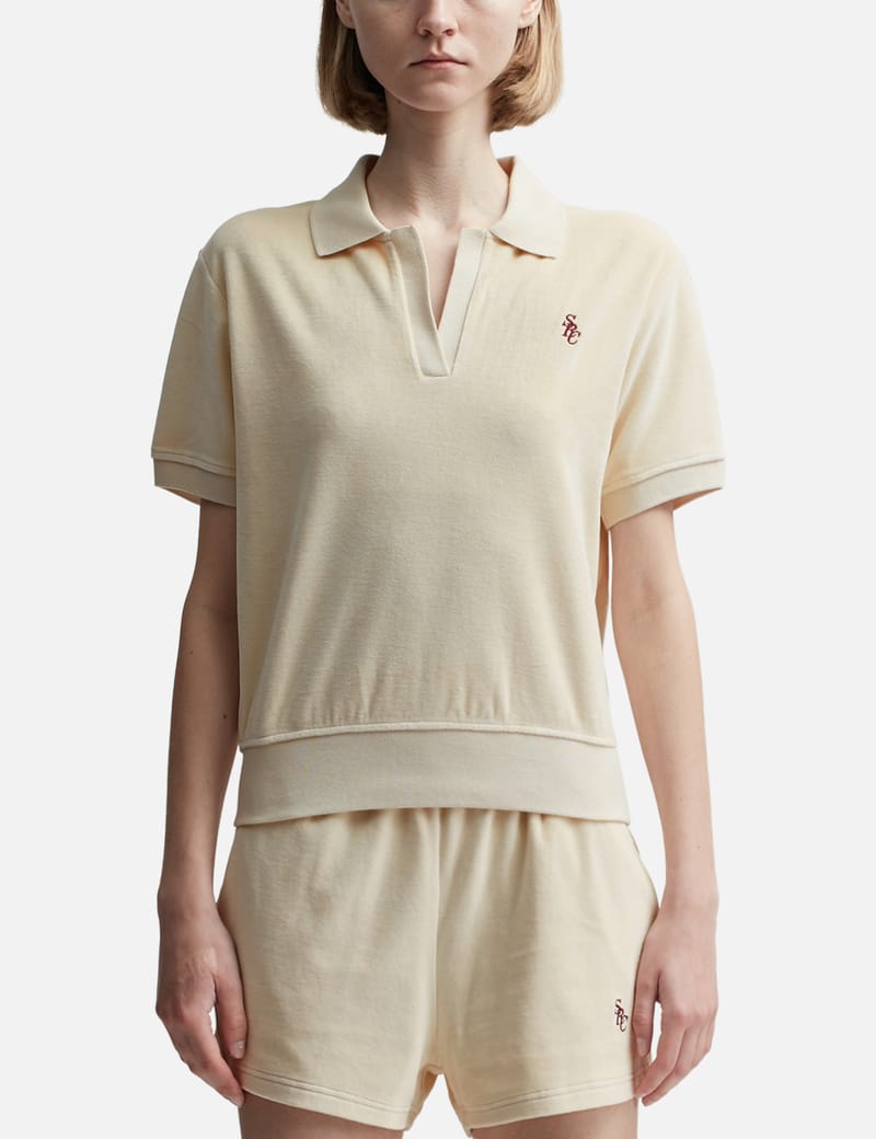 Sporty & Rich - SRC Velour Polo | HBX - Globally Curated Fashion ...