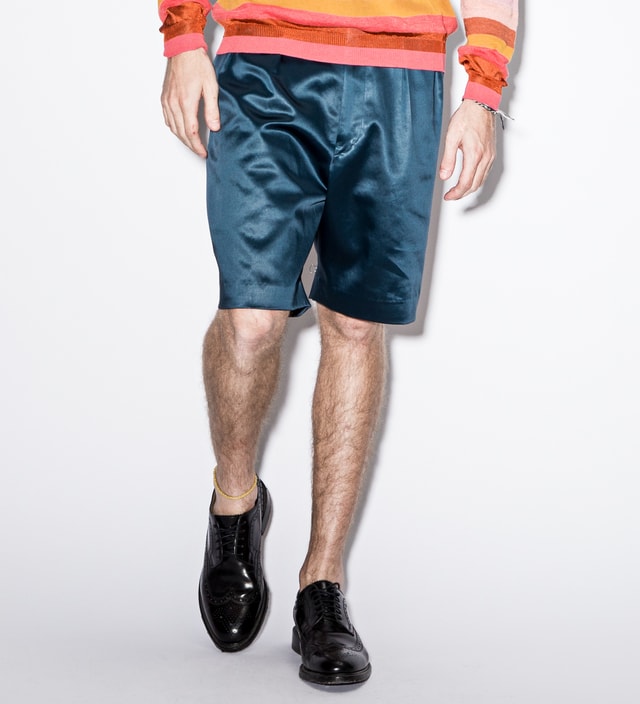 Paul Smith - Navy Cotton-Blend Satin Shorts | HBX