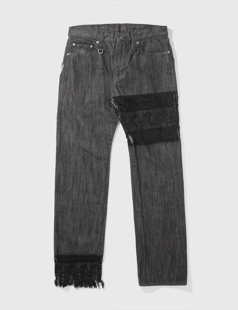 MASTERMIND JAPAN WASHED SILVER EMBROIDERY JEANS