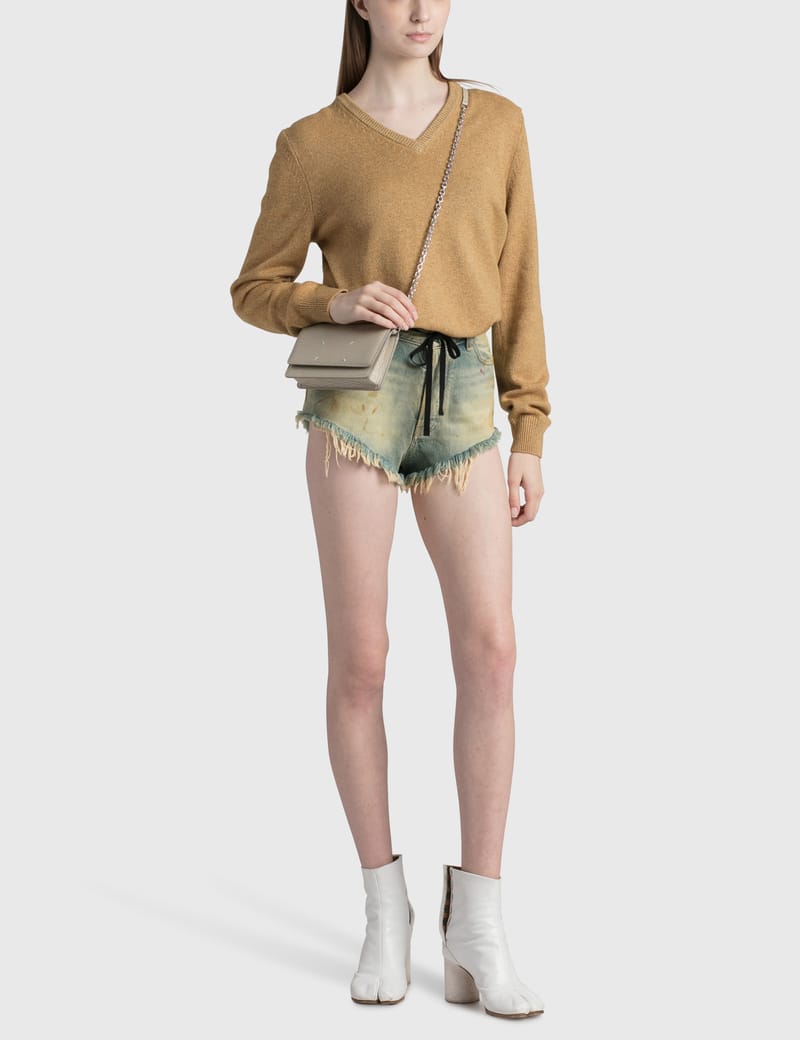 Brown V-Neck Logo Sweatshirt by MM6 Maison Margiela on Sale