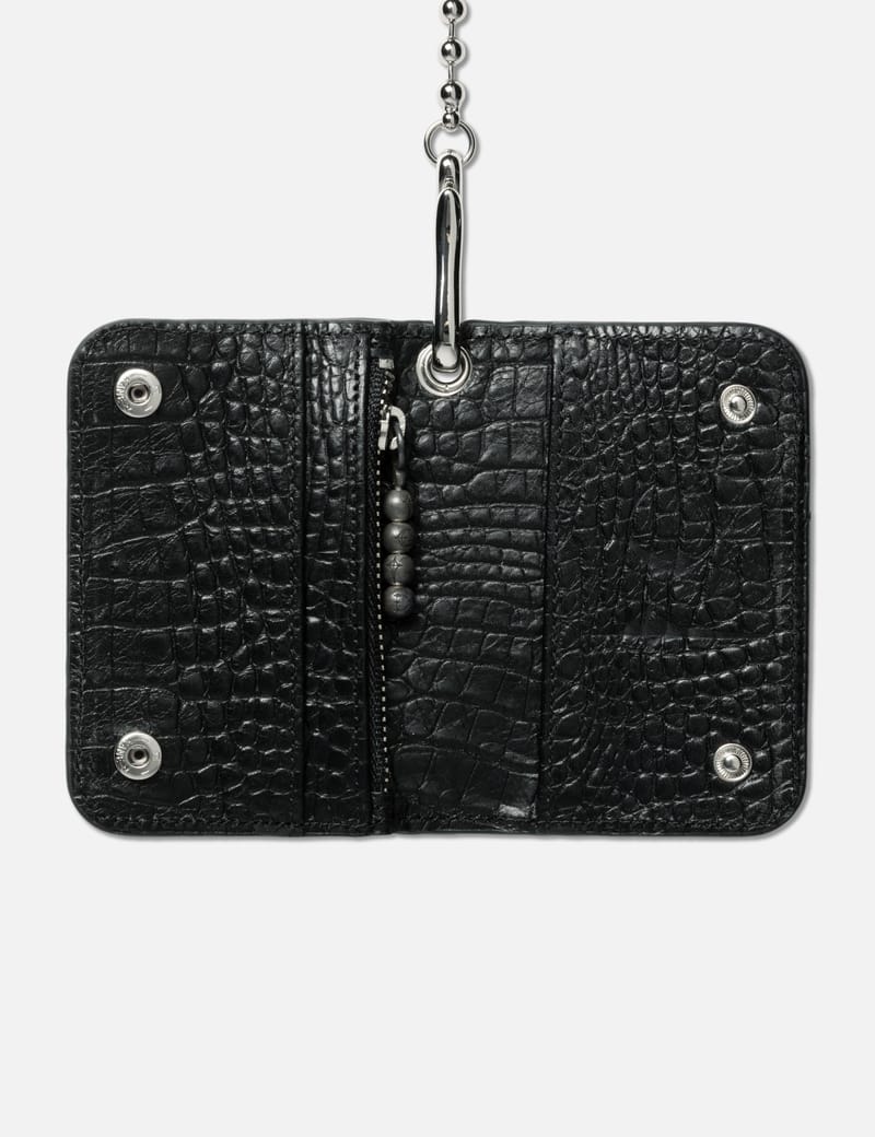 THUG CLUB Ball Chain Leather Card Case - Croc-embossed leather