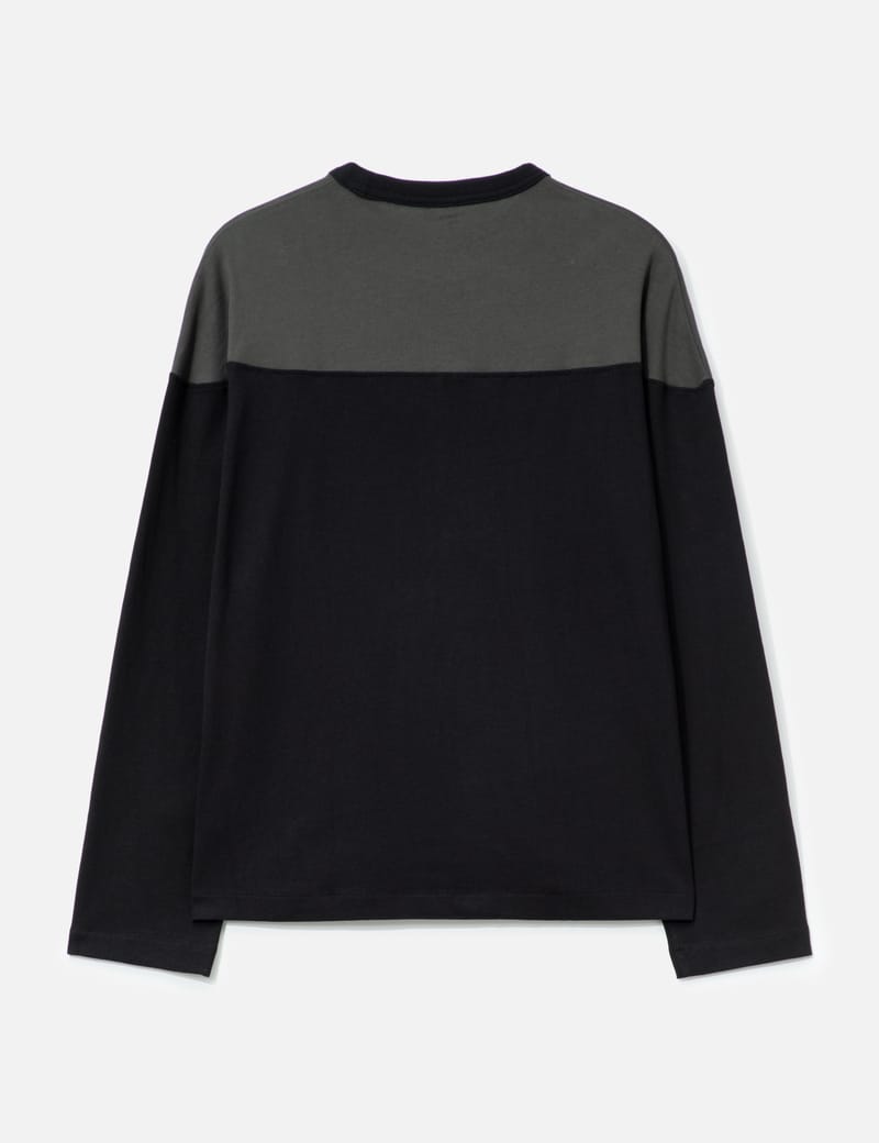 Babylon Long Sleeve Football Tee - Black cotton oversized fit with