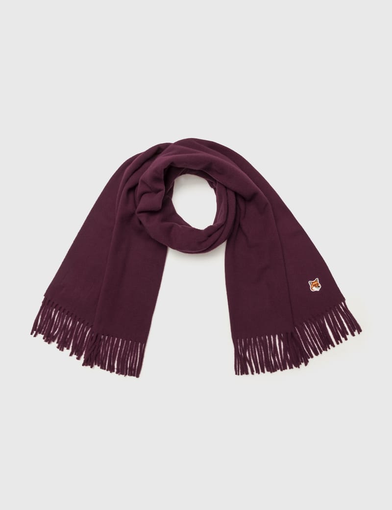 Maison Kitsuné - Fox Head Patch Wool Scarf | HBX - Globally