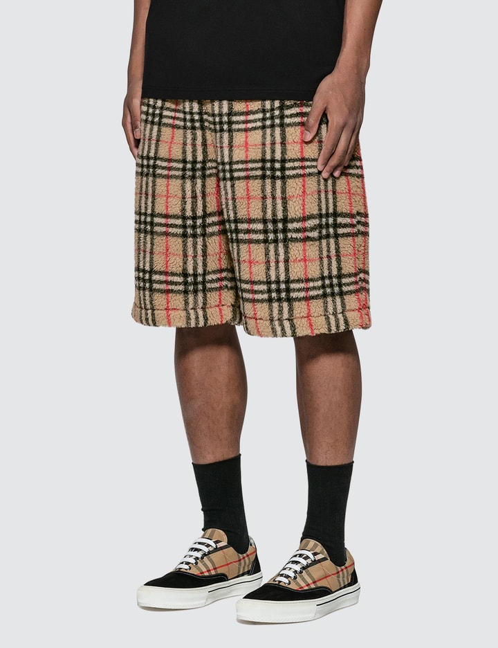 Burberry - Vintage Check Faux Shearling Drawcord Shorts | HBX ...