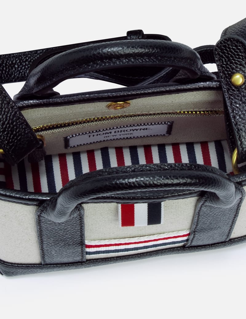 トム ブラウン - MINI TOOL TOTE BAG W/ LEATHER HANDLES IN SALT AND