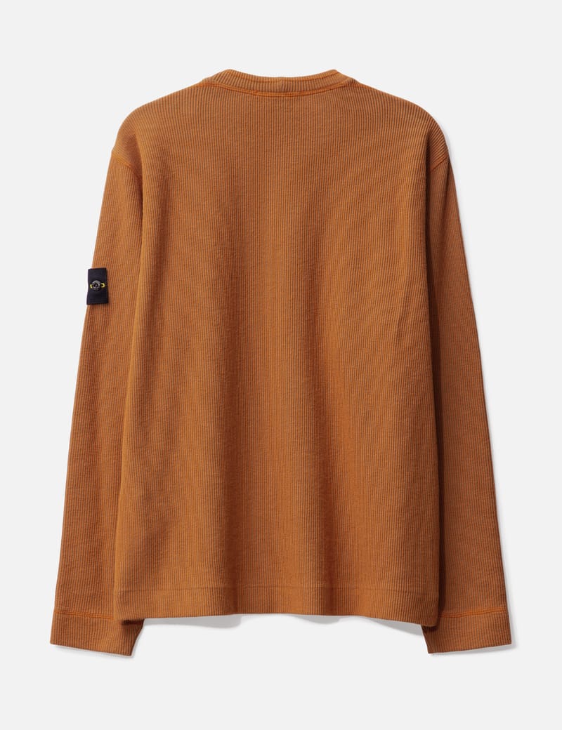 ストーンアイランド ベージュ クルーネックセーター(S) STONE ISLAND (ストーンアイランド) ウール ロゴパッチ クルー