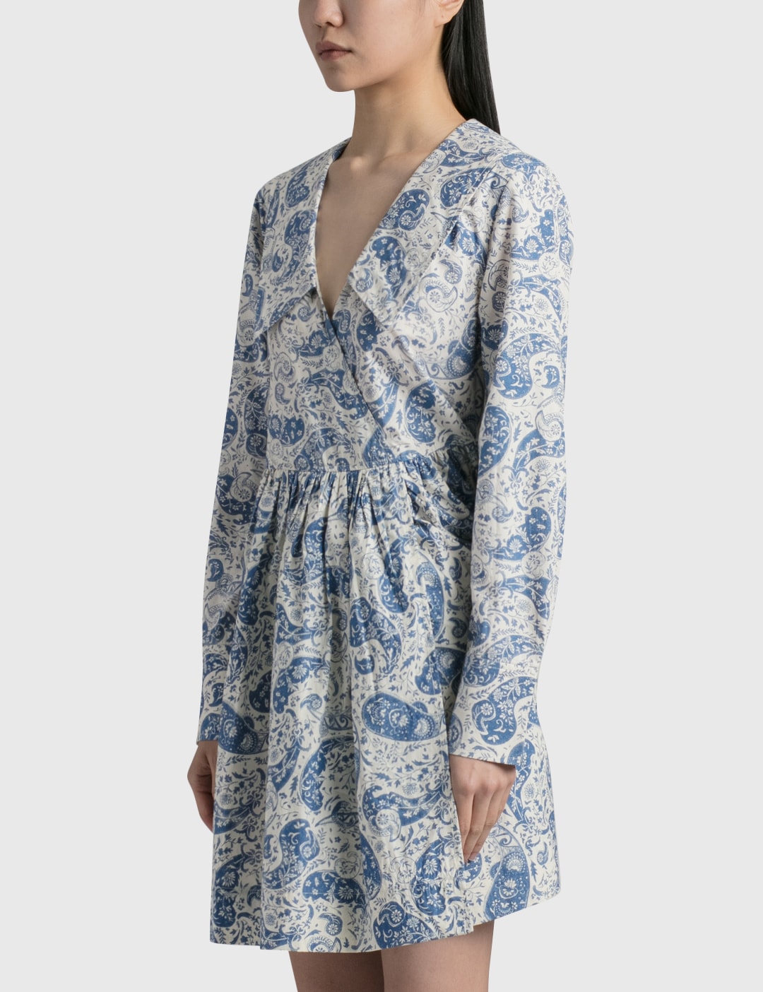 Ganni Printed Cotton Wrap Dress HBX Globally Curated Fashion and