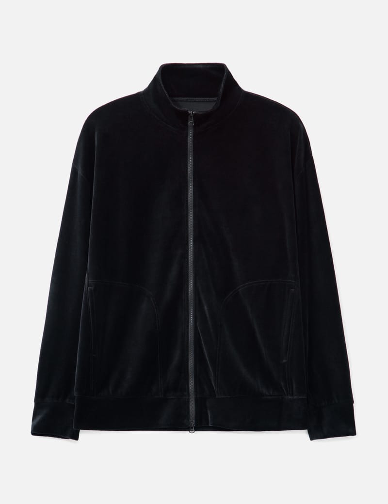 トップス VELVET TRACK REGULAR FIT JACKET BLACK Mock Neck Zip-Front Velour Jacket