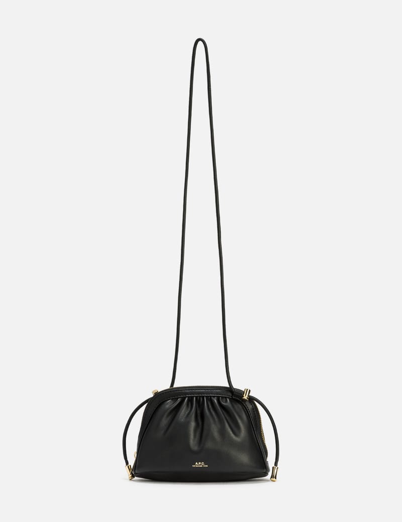 A.P.C. Ninon Small Drawstring Bag - Black recycled leather with