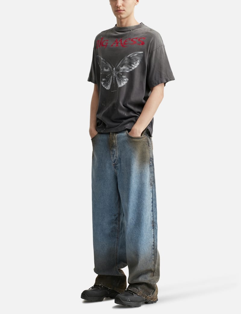 Saint Michael Big Mess Short Sleeve T-shirt - Distressed black