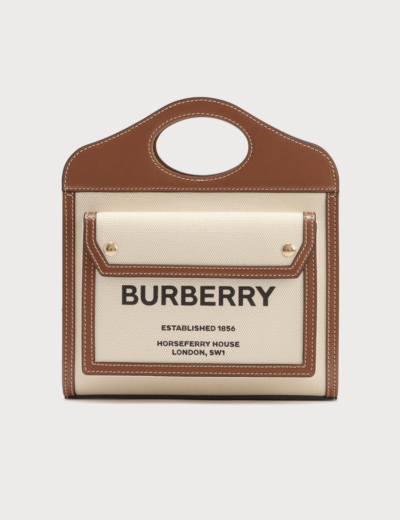 Burberry - Mini Two-Tone Canvas And Leather Pocket Bag | HBX