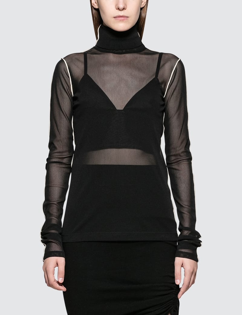 Helmut Lang Long Sleeve hotsell Overlay Tulle Top