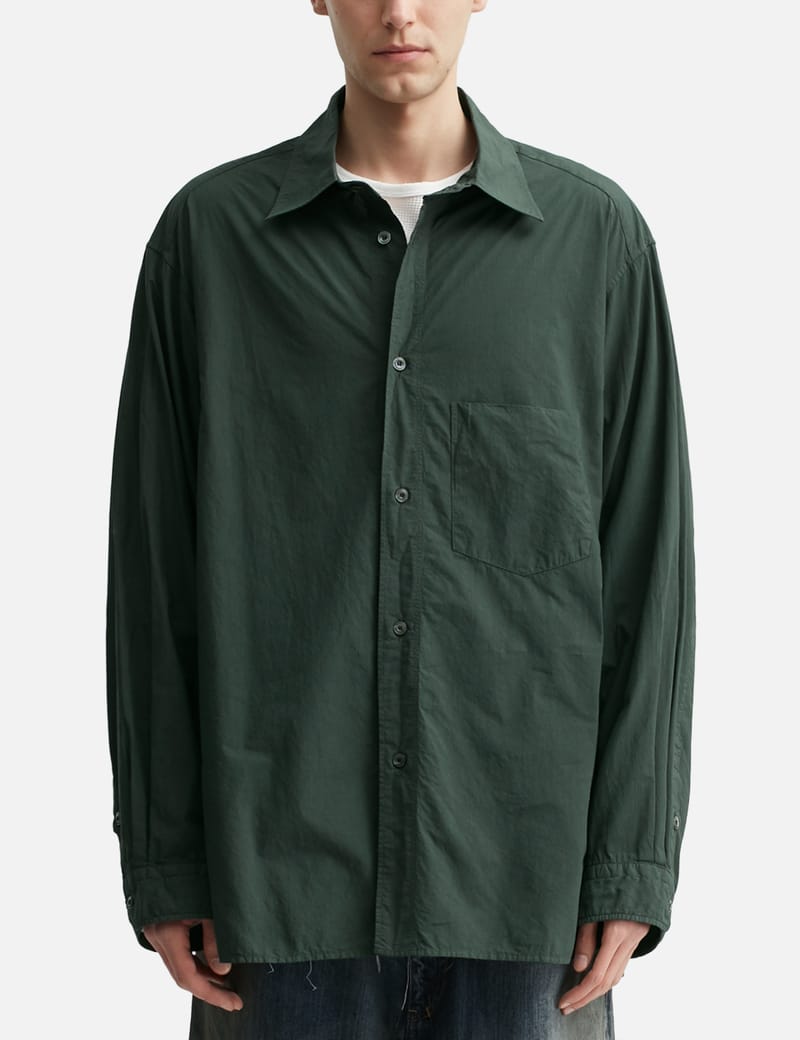ANCELLM Vegan Suede Open Collar Shirt - 軽量ヴィーガンレザーの開襟
