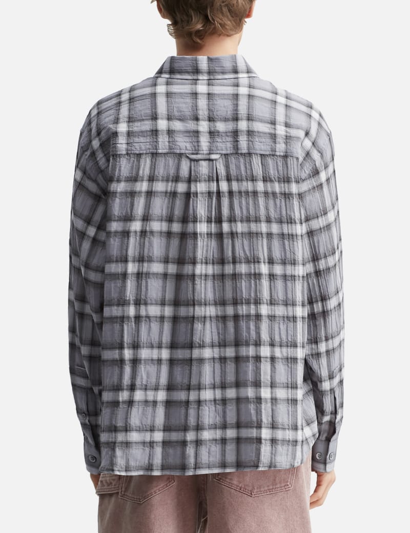 COOR Seersucker Ombre Checkered Shirt - Oversized purple