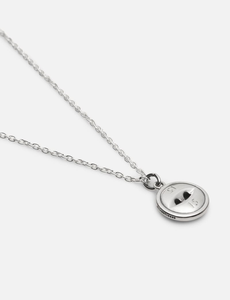 NEIGHBORHOOD Silver Button Necklace - Oxidized 925 sterling silver
