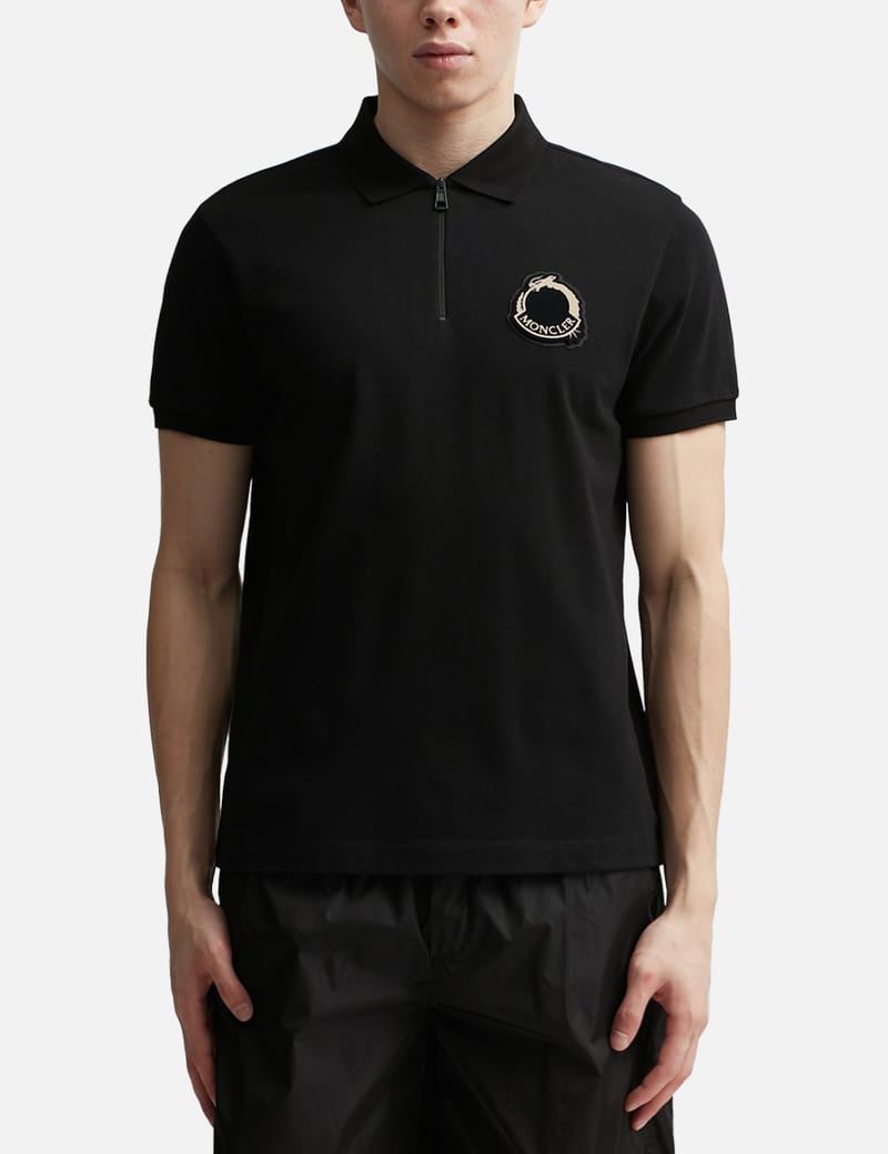 Moncler logo patch polo shirt online