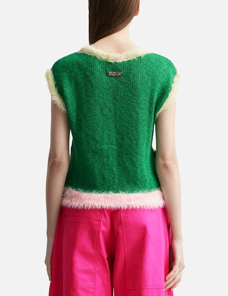 トップス ANDERSSON BELL * SUSTAINABLE KNIT VEST Andersson Bell - Hairy Wave V Neck Knit Vest | HBX