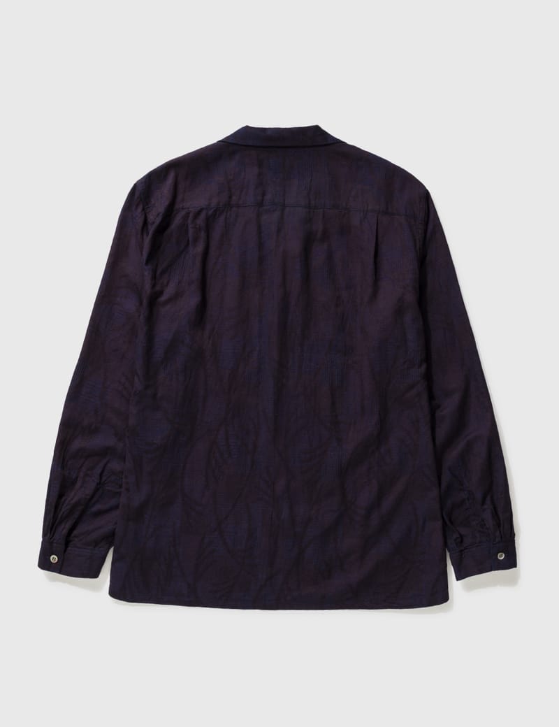 BLUE BLUE JAPAN - Indigo Pampas Grass Jacquard Open Collar Shirt