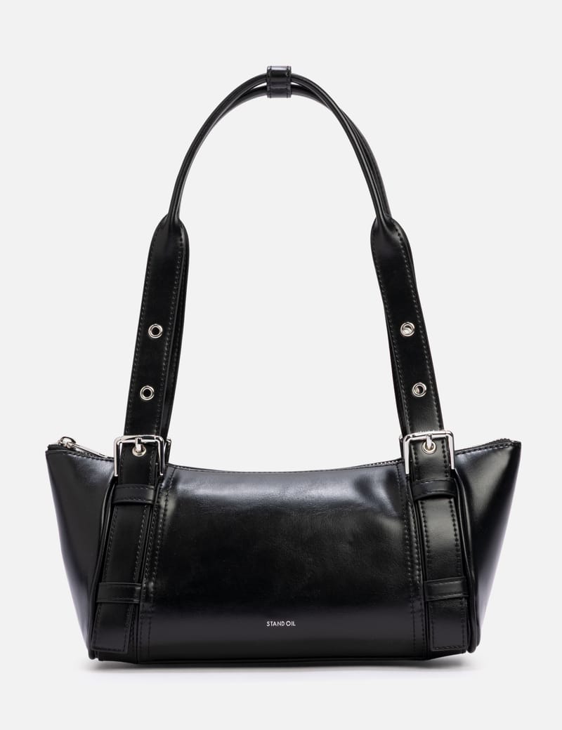 STAND OIL Mushy Square Bag - Sleek black faux-leather crossbody