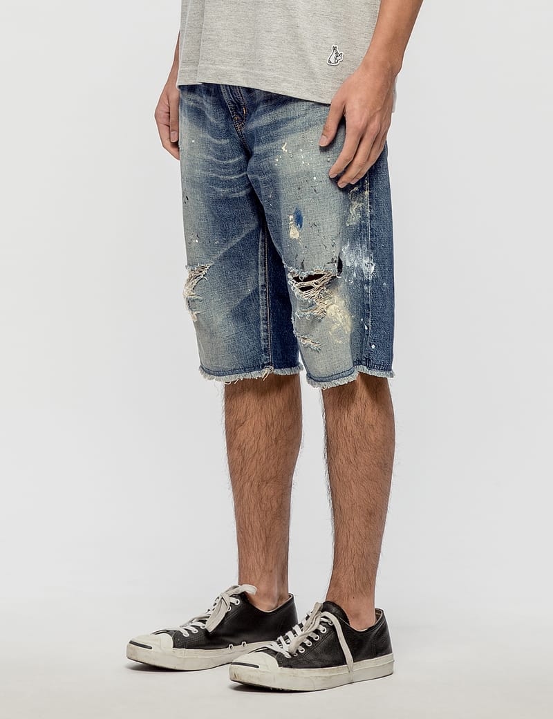 Denim By Vanquish & Fragment - Crash Denim Shorts | HBX - Globally