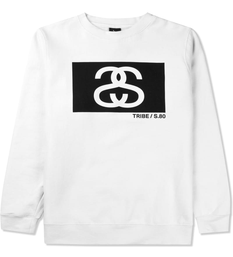 Stüssy - White S/S Tribe Box Crew Sweater | HBX - Globally Curated