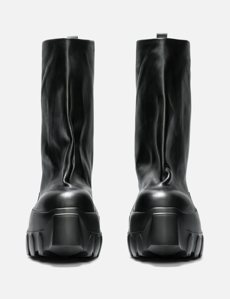 Rick Owens Flared Mega Tractor Boots - Black calf leather boots